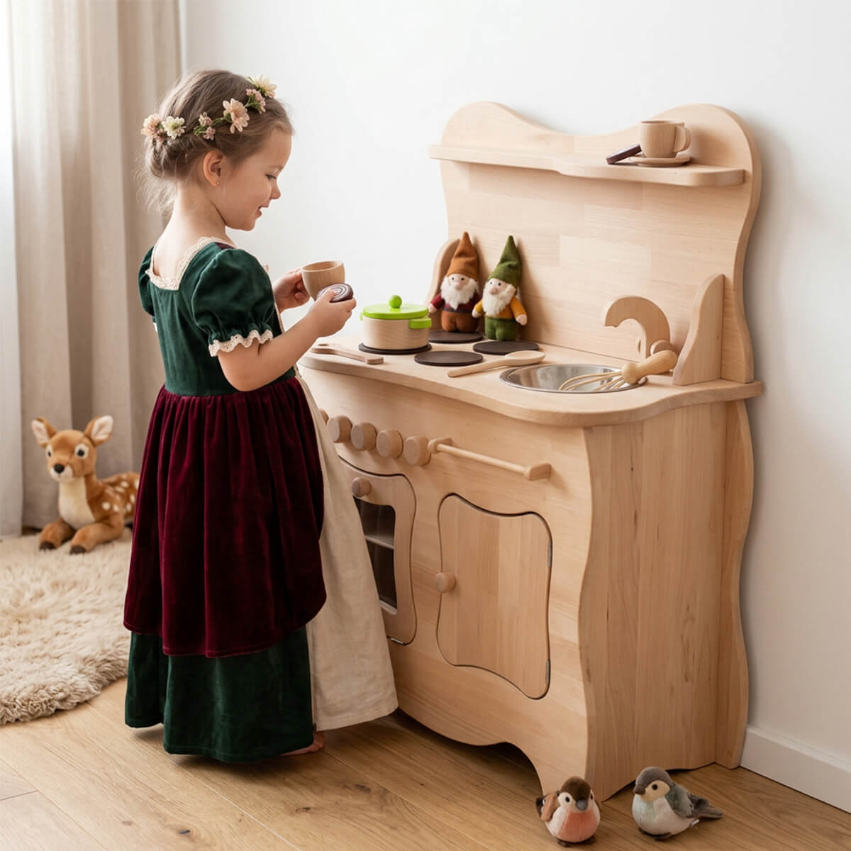 Kinderküche Schneewittchen - Am Herd Spüle spielendes Kind